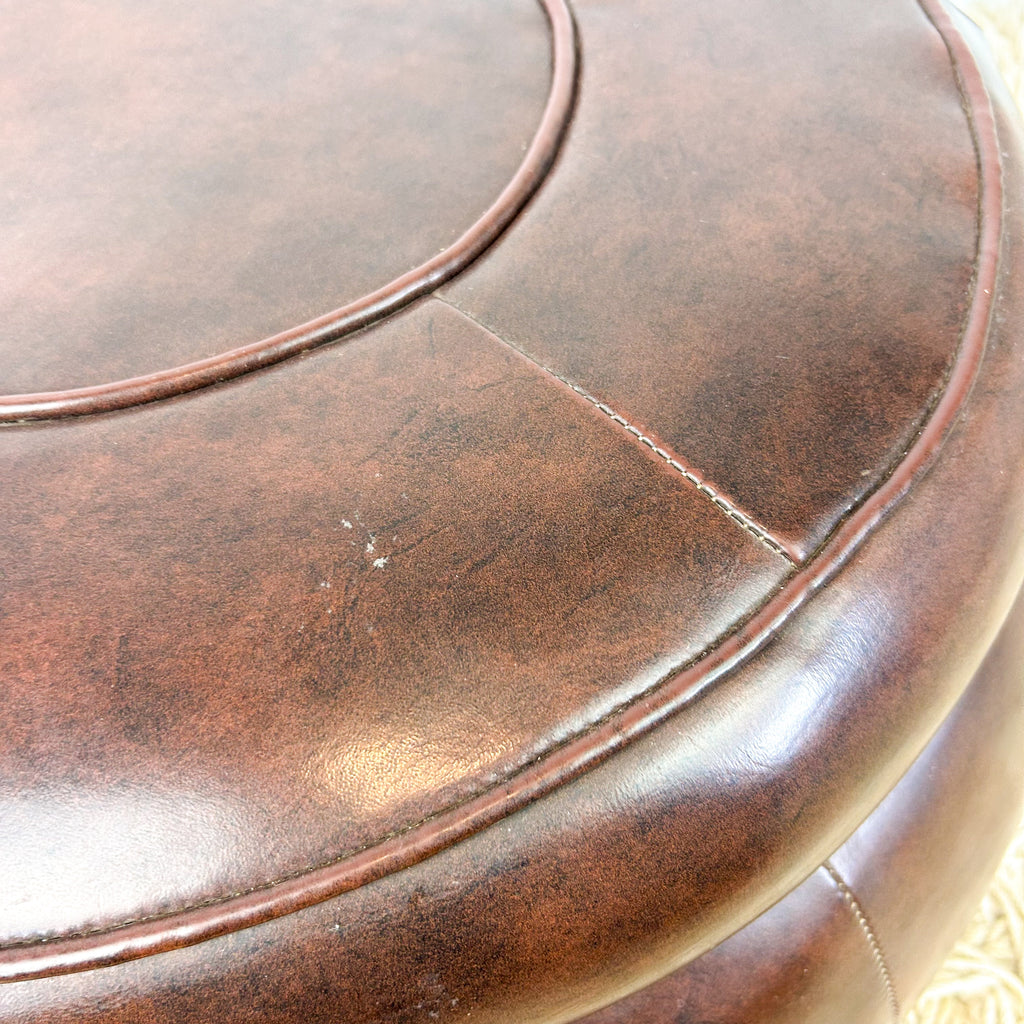 BROWN VINYL POUFFE #2 - HEY JUDE WORKSHOP • Vintage furniture & objects Melbourne