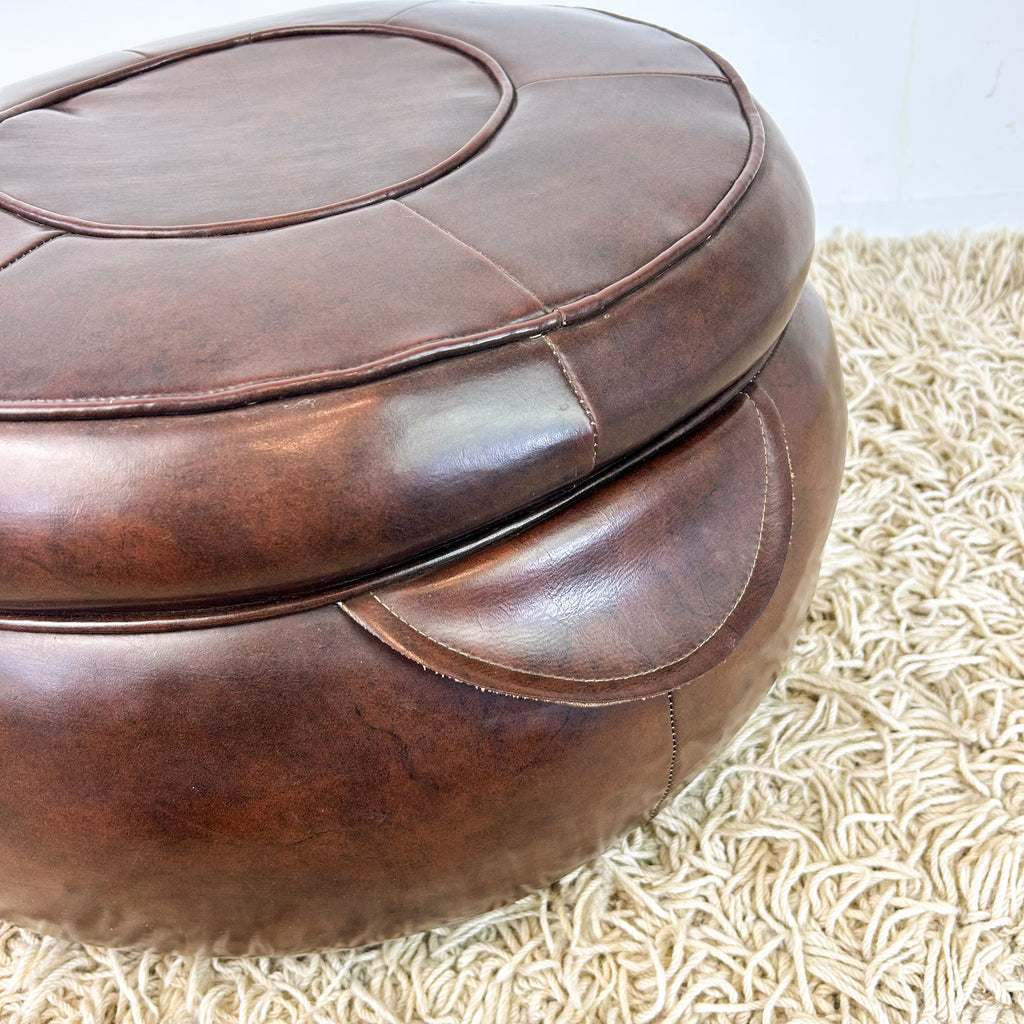 BROWN VINYL POUFFE #2 - HEY JUDE WORKSHOP • Vintage furniture & objects Melbourne