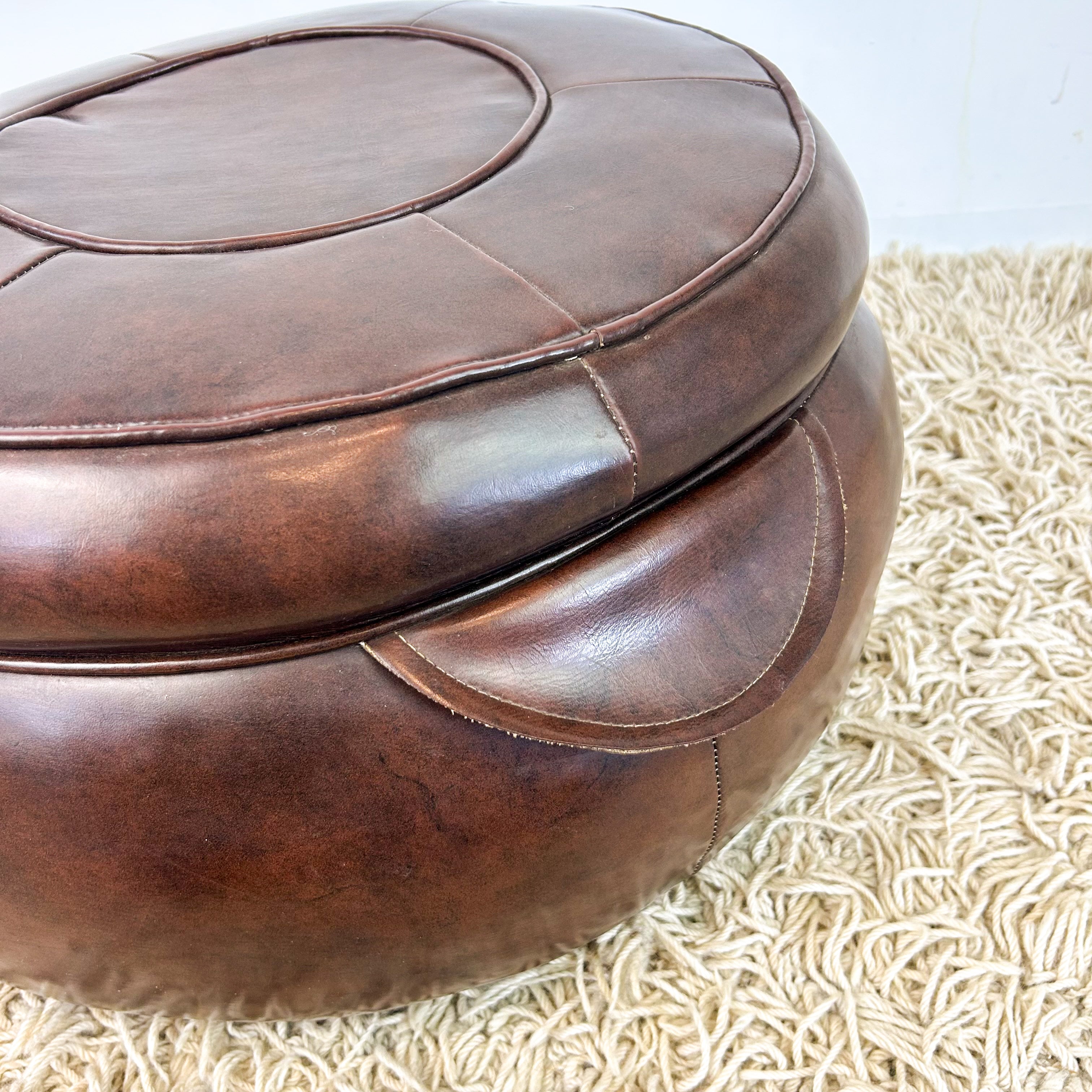 BROWN VINYL POUFFE #2 - HEY JUDE WORKSHOP • Vintage furniture & objects Melbourne