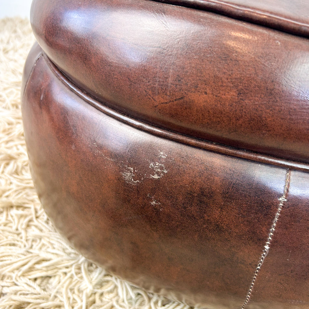 BROWN VINYL POUFFE #2 - HEY JUDE WORKSHOP • Vintage furniture & objects Melbourne