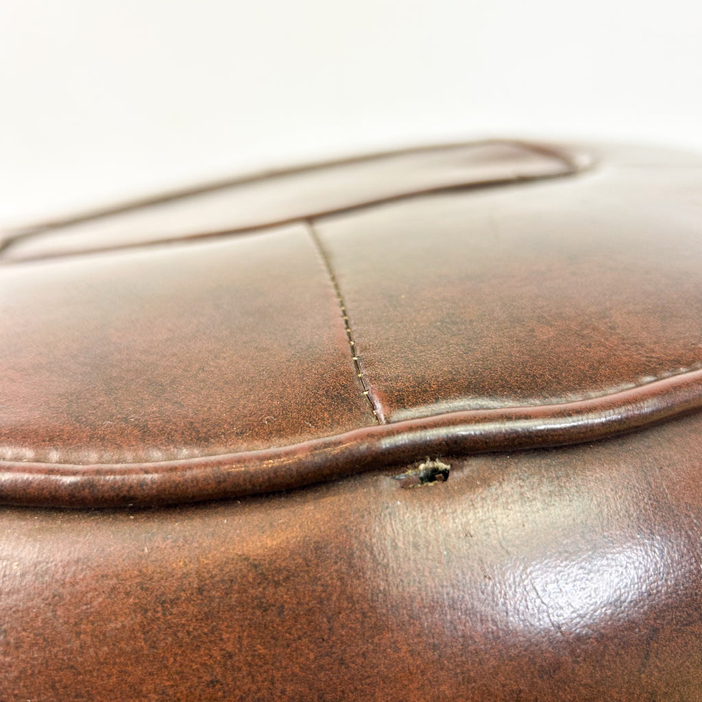 BROWN VINYL POUFFE #2 - HEY JUDE WORKSHOP • Vintage furniture & objects Melbourne
