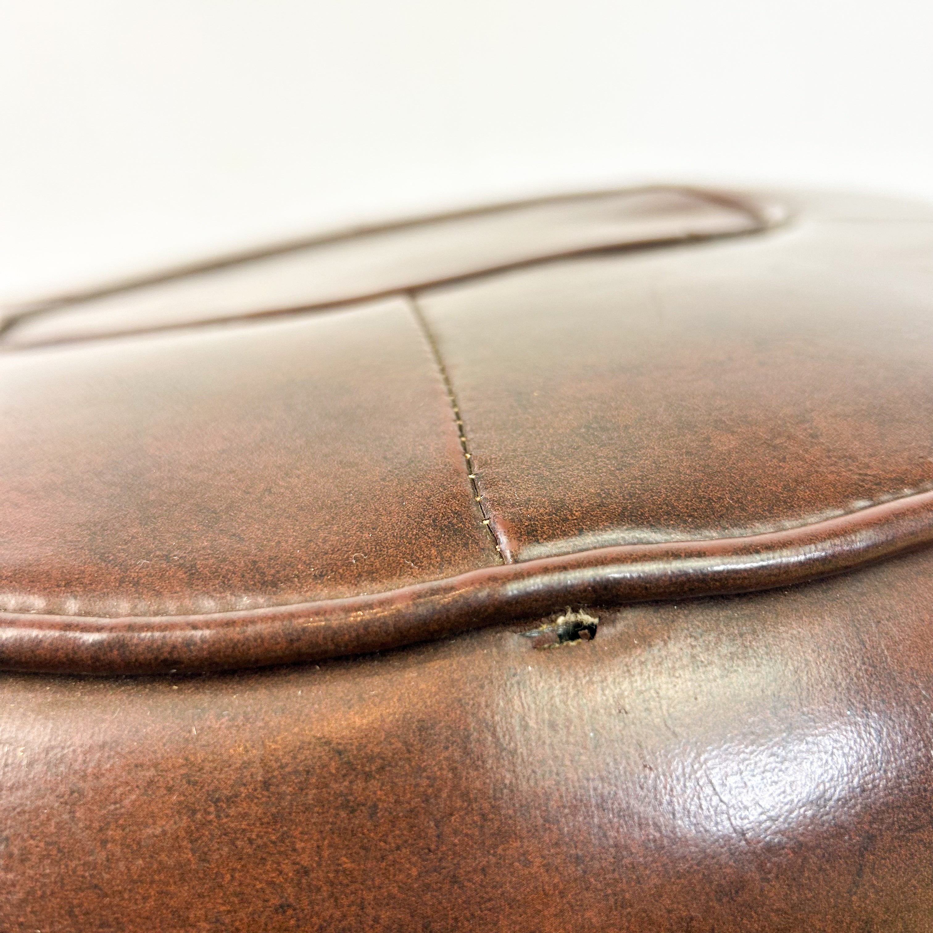BROWN VINYL POUFFE #2 - HEY JUDE WORKSHOP • Vintage furniture & objects Melbourne