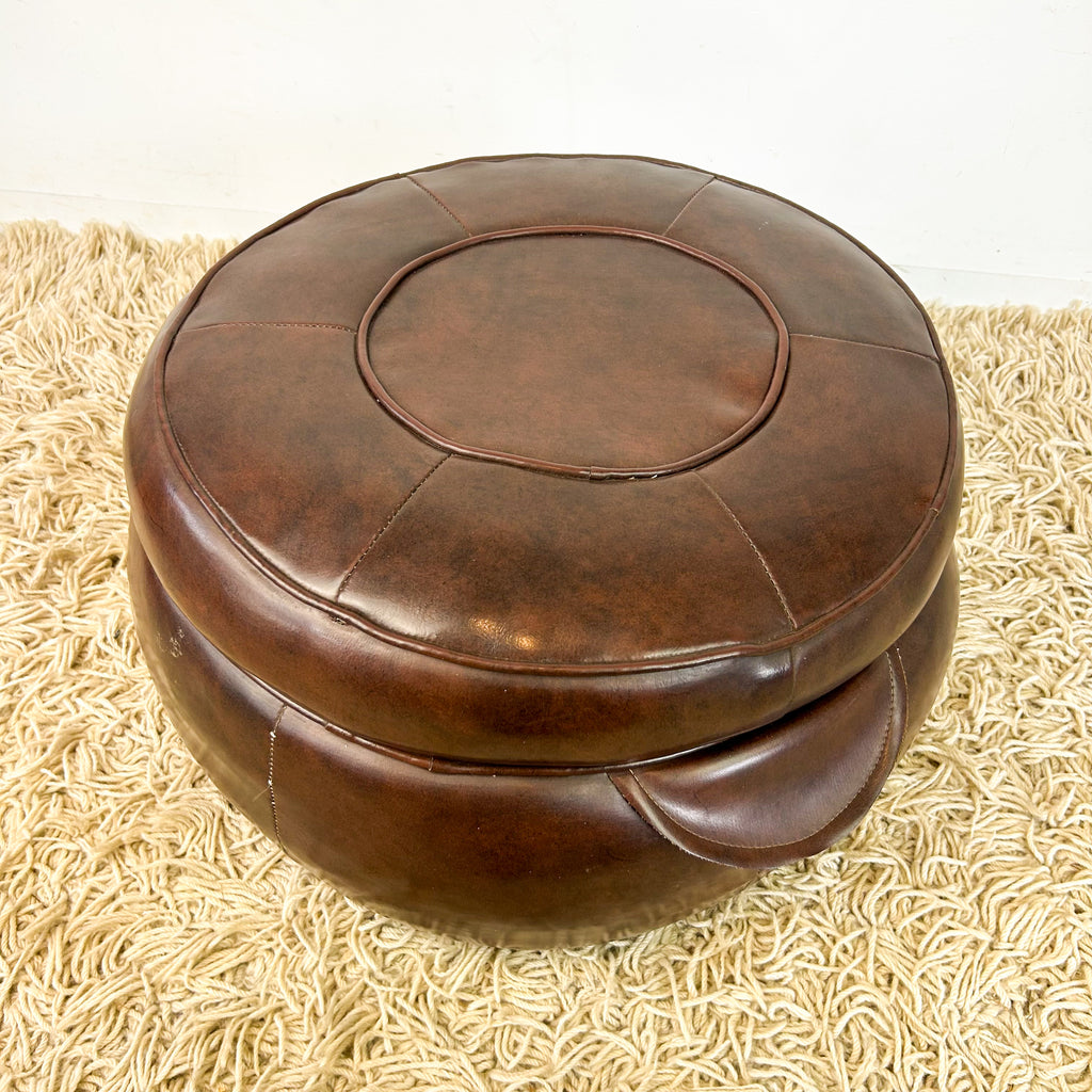 BROWN VINYL POUFFE #2 - HEY JUDE WORKSHOP • Vintage furniture & objects Melbourne