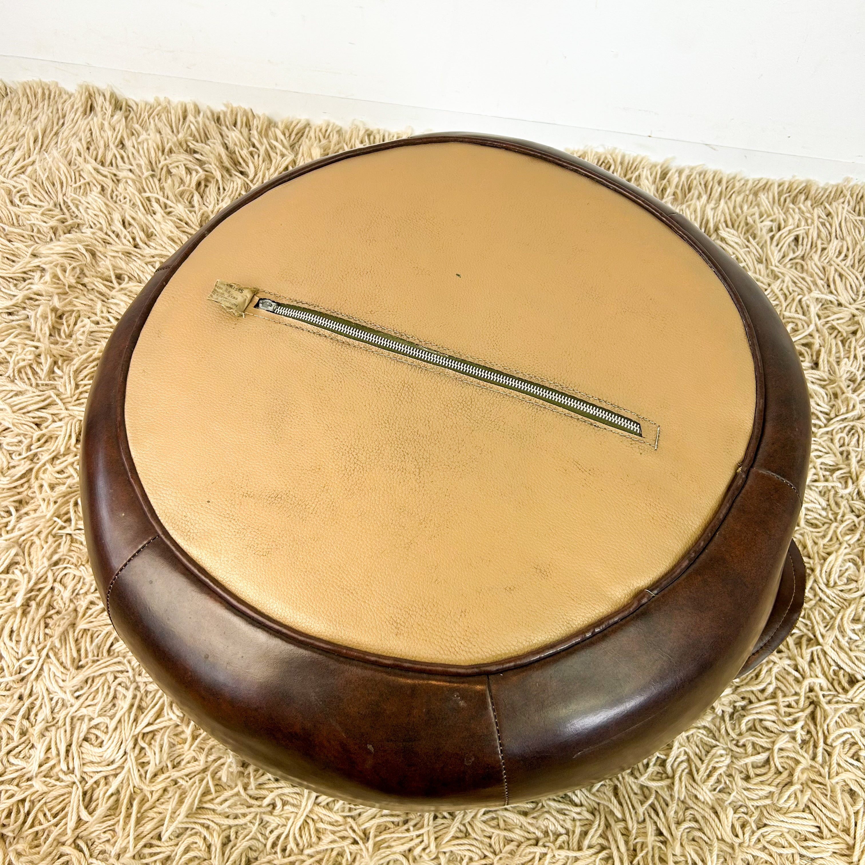 BROWN VINYL POUFFE #2 - HEY JUDE WORKSHOP • Vintage furniture & objects Melbourne