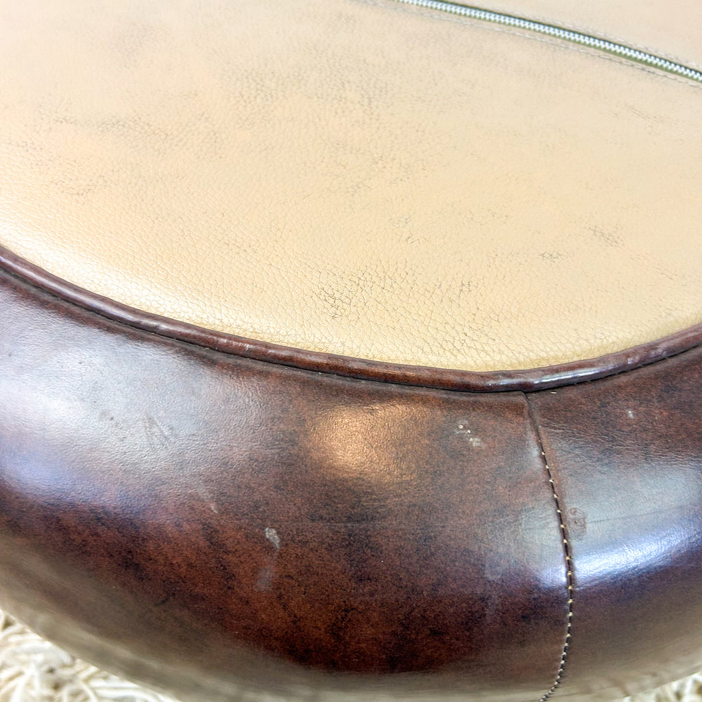 BROWN VINYL POUFFE #2 - HEY JUDE WORKSHOP • Vintage furniture & objects Melbourne