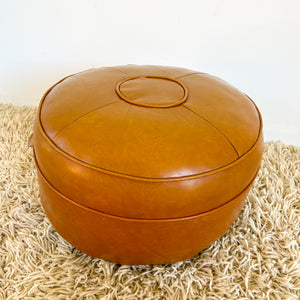 ORANGEY BROWN VINYL FOOTSTOOL