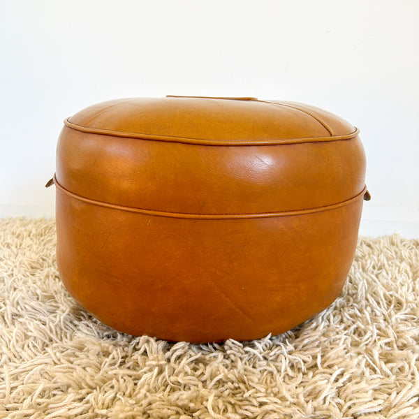 ORANGEY BROWN VINYL FOOTSTOOL