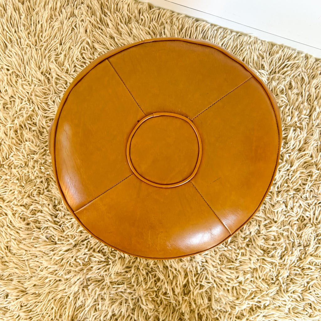 ORANGEY BROWN VINYL FOOTSTOOL