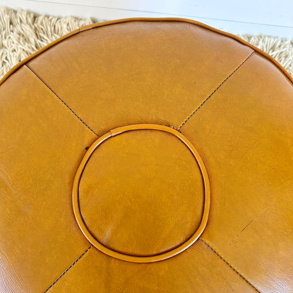 ORANGEY BROWN VINYL FOOTSTOOL