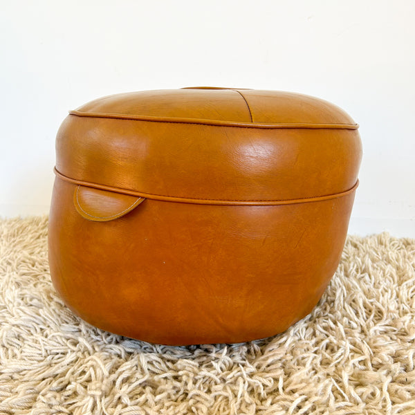 ORANGEY BROWN VINYL FOOTSTOOL