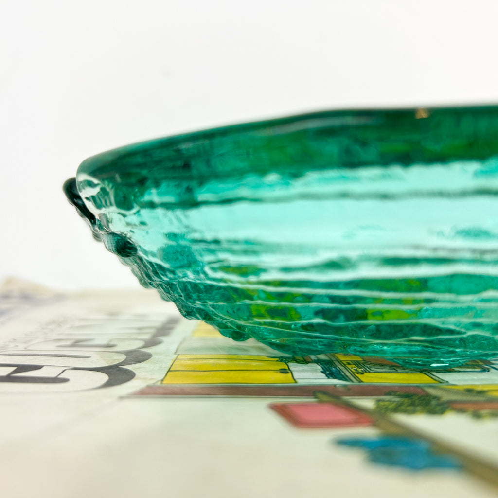 TURQUOISE GLASS ASHTRAY