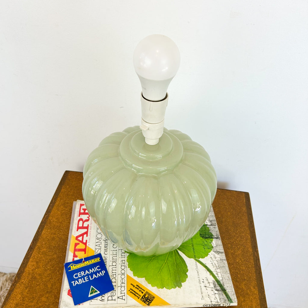SAGE GREEN CERAMIC LAMP - HEY JUDE WORKSHOP • Vintage furniture & objects Melbourne