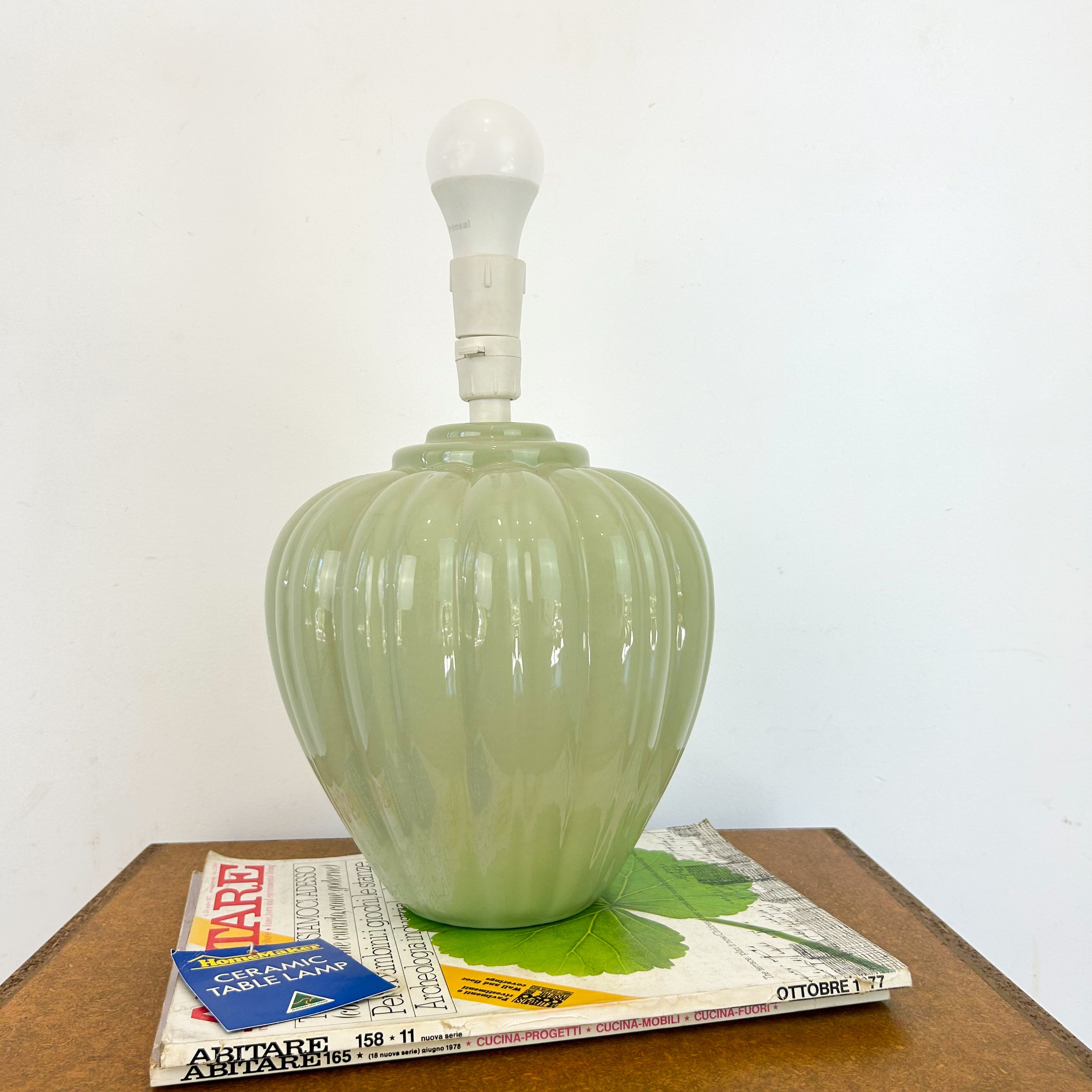 SAGE GREEN CERAMIC LAMP - HEY JUDE WORKSHOP • Vintage furniture & objects Melbourne