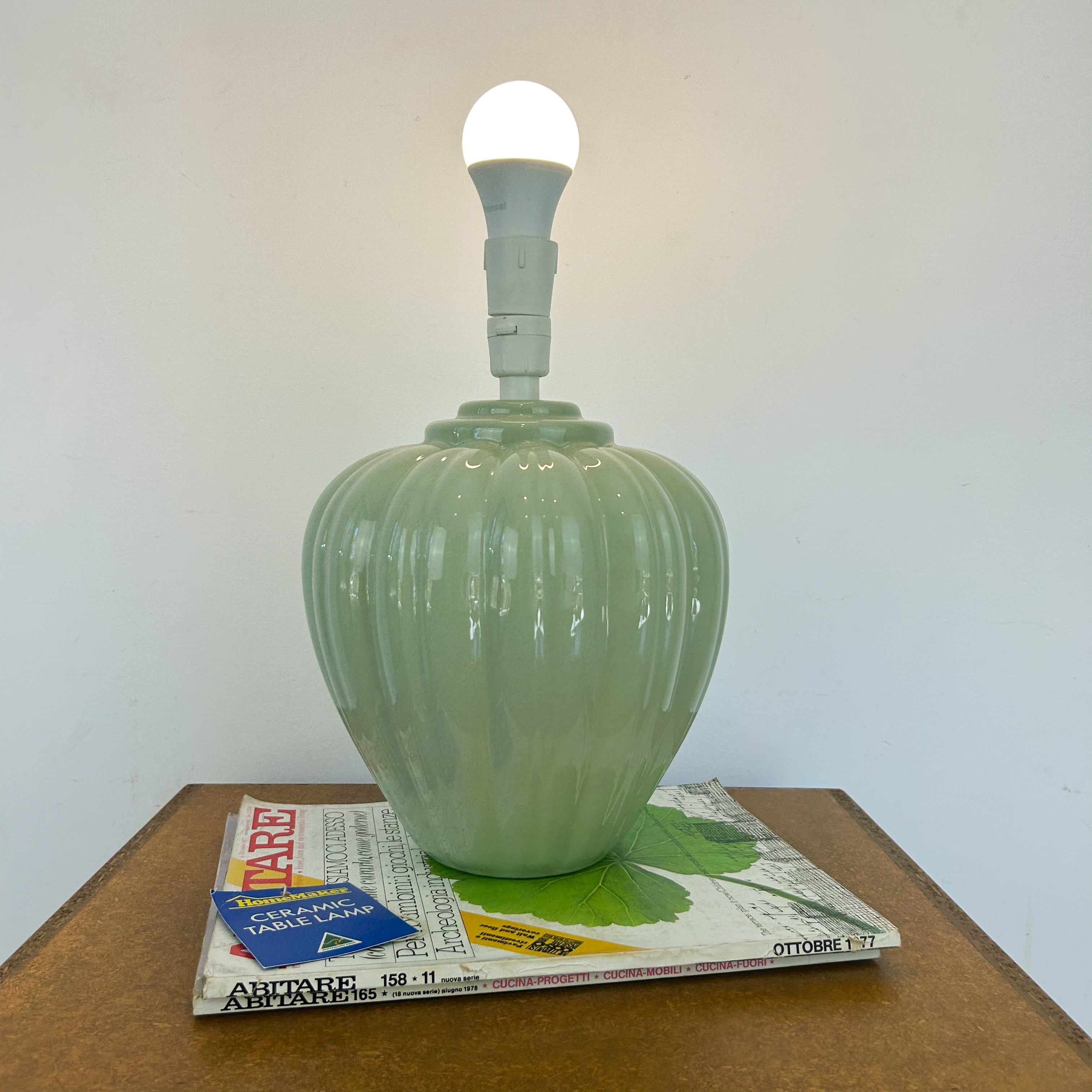 SAGE GREEN CERAMIC LAMP - HEY JUDE WORKSHOP • Vintage furniture & objects Melbourne