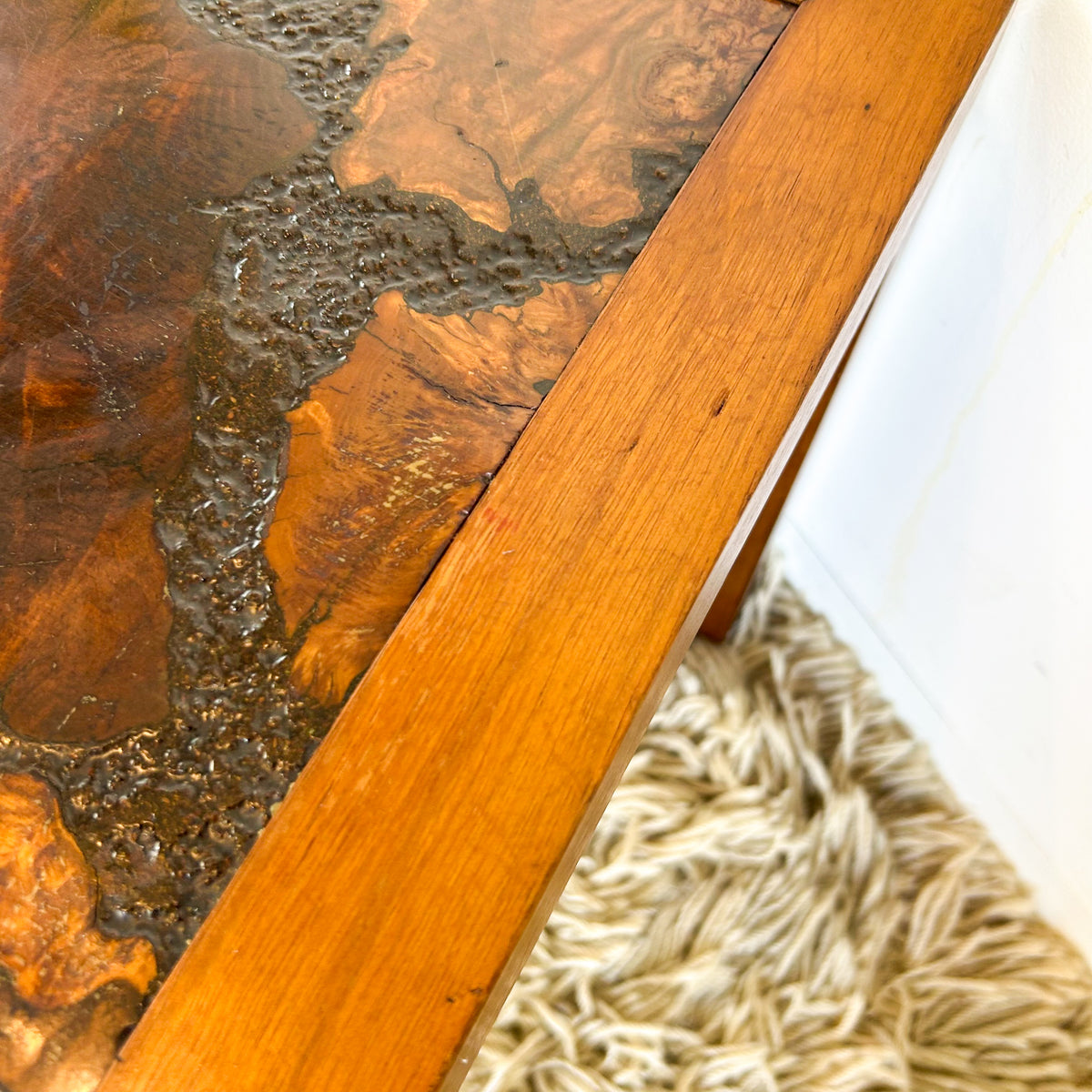 BURL WOOD COFFEE TABLE - HEY JUDE WORKSHOP • Vintage furniture & objects Melbourne