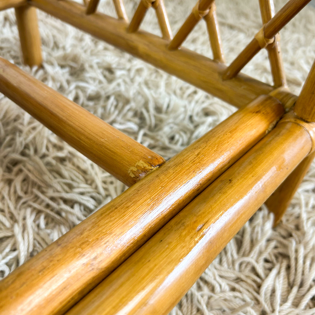CANE & SMOKY GLASS COFFEE TABLE