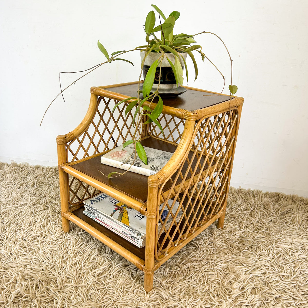 CANE BEDSIDE TABLE