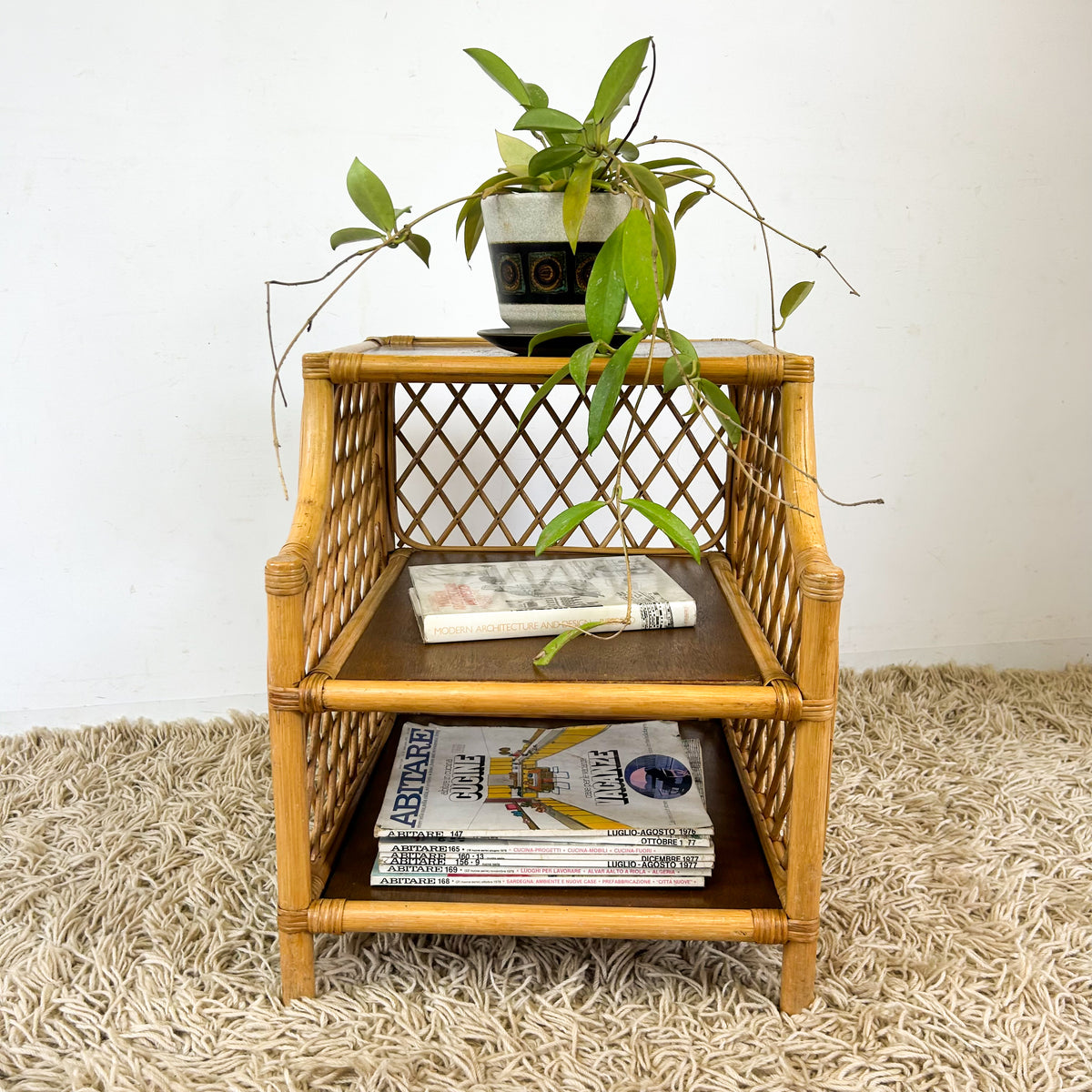 CANE BEDSIDE TABLE
