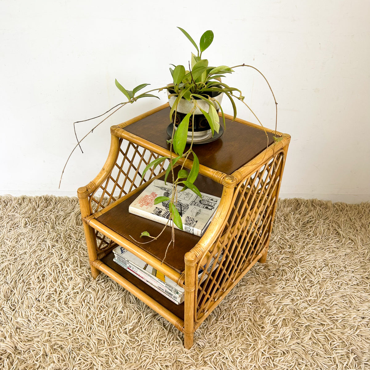 CANE BEDSIDE TABLE