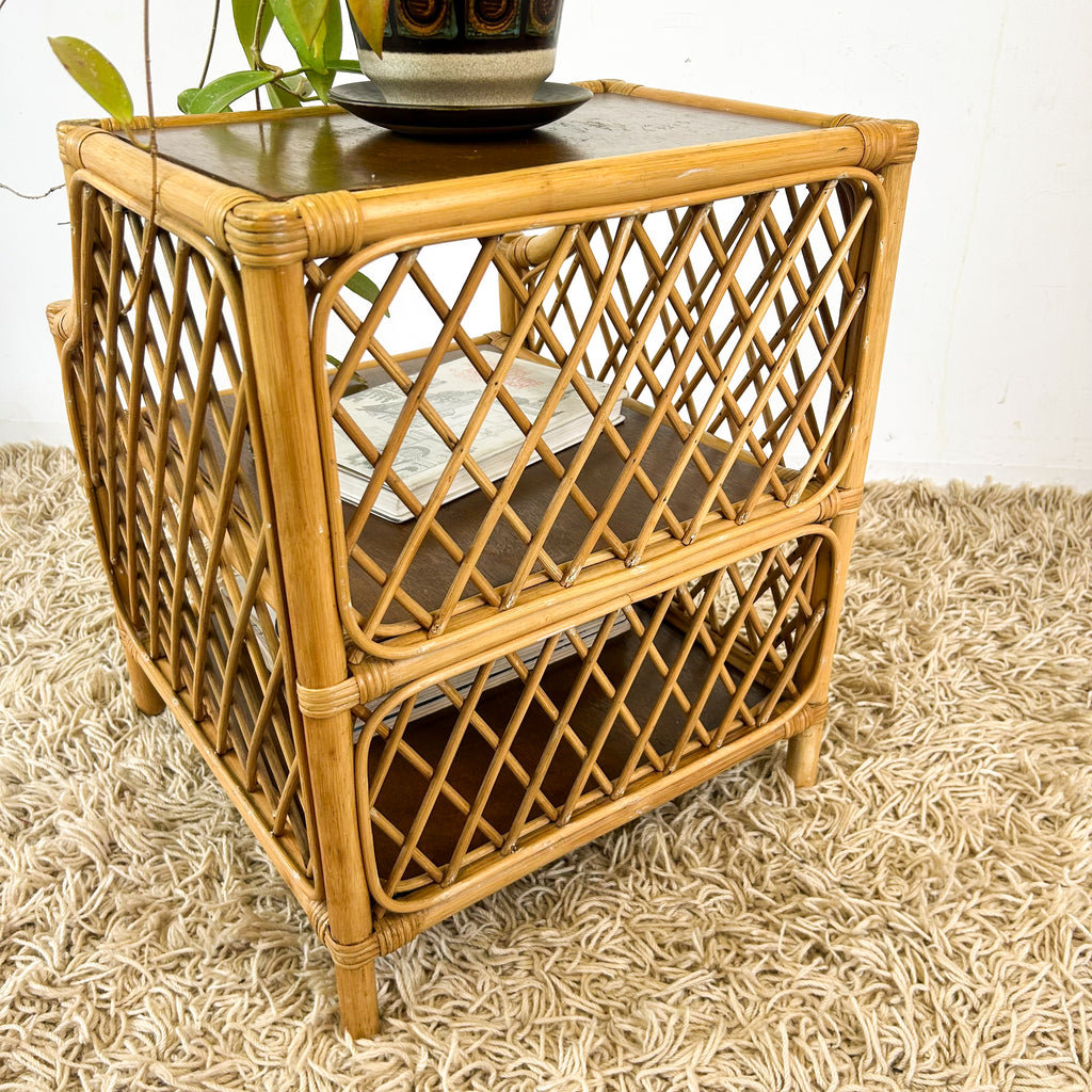 CANE BEDSIDE TABLE