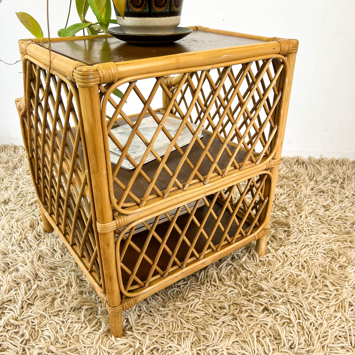 CANE BEDSIDE TABLE