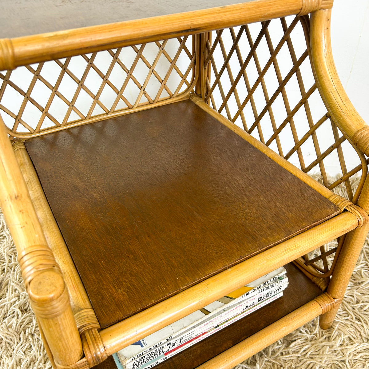 CANE BEDSIDE TABLE