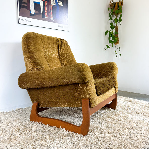 GOLD FLORAL VELOUR ARMCHAIR #2