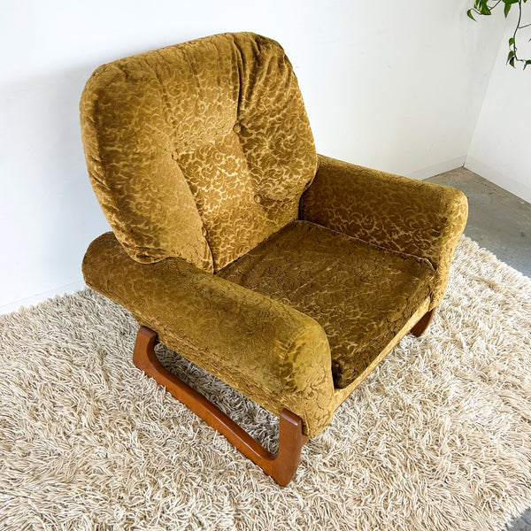 GOLD FLORAL VELOUR ARMCHAIR #2