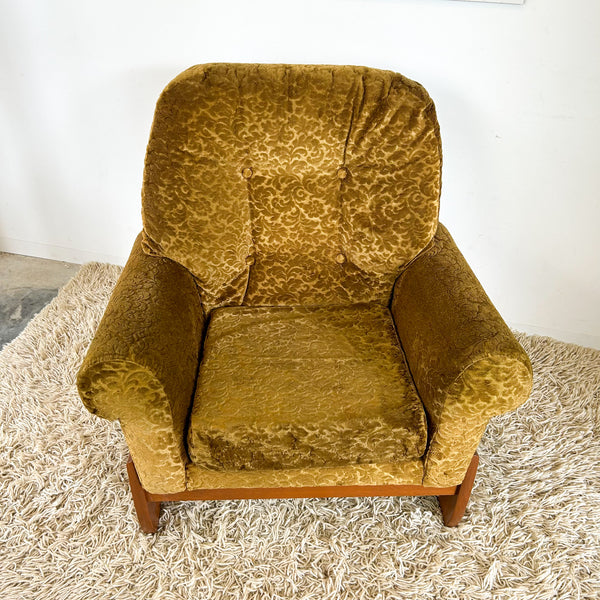 GOLD FLORAL VELOUR ARMCHAIR #2