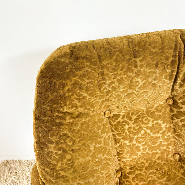 GOLD FLORAL VELOUR ARMCHAIR #2