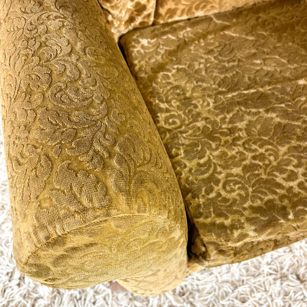 GOLD FLORAL VELOUR ARMCHAIR #2