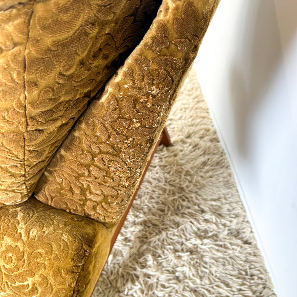 GOLD FLORAL VELOUR ARMCHAIR #2