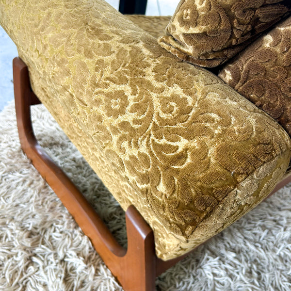 GOLD FLORAL VELOUR ARMCHAIR #2