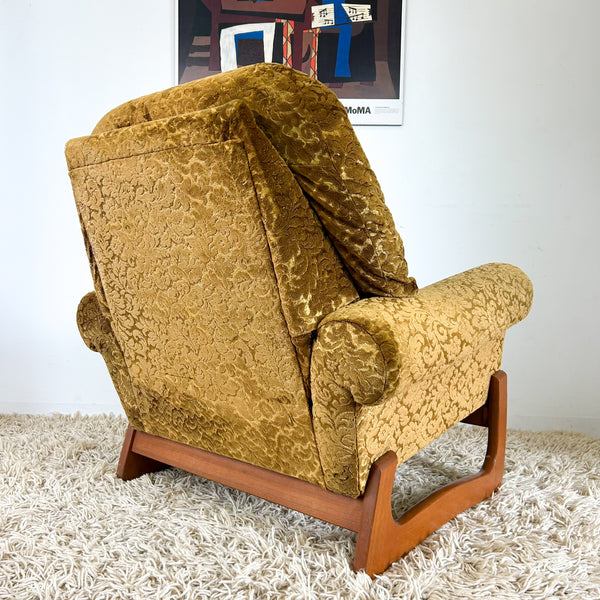 GOLD FLORAL VELOUR ARMCHAIR #2