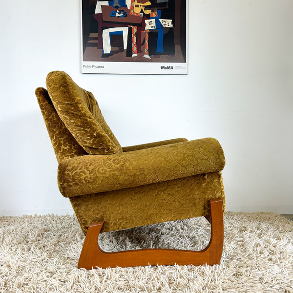 GOLD FLORAL VELOUR ARMCHAIR #2