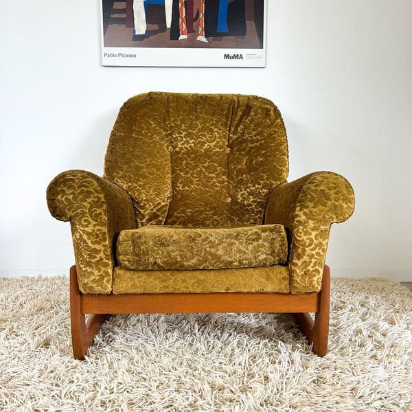 GOLD FLORAL VELOUR ARMCHAIR #2