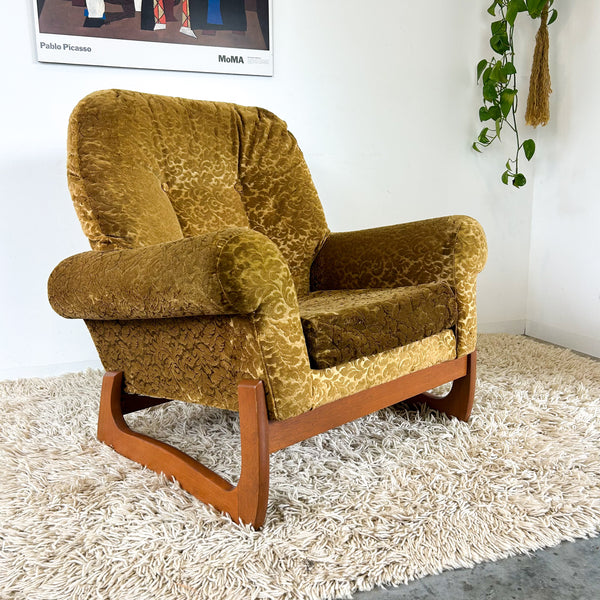 GOLD FLORAL VELOUR ARMCHAIR #2