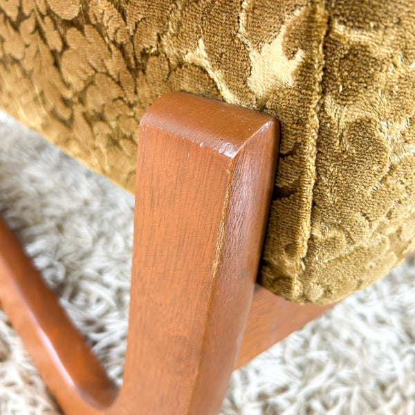 GOLD FLORAL VELOUR ARMCHAIR #2