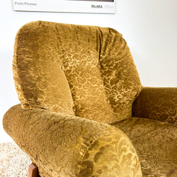 GOLD FLORAL VELOUR ARMCHAIR #2