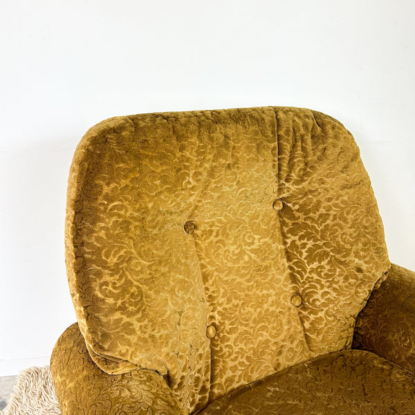 GOLD FLORAL VELOUR ARMCHAIR #1
