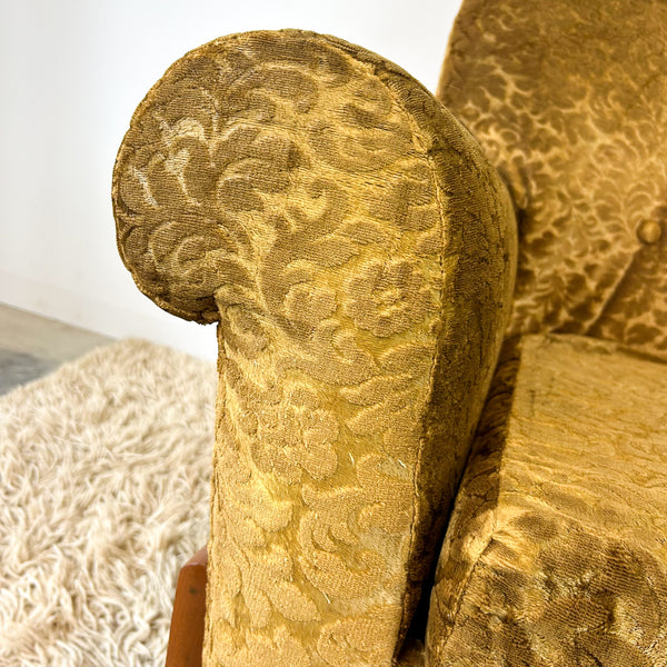 GOLD FLORAL VELOUR ARMCHAIR #1