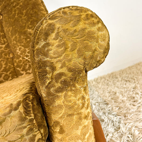 GOLD FLORAL VELOUR ARMCHAIR #1