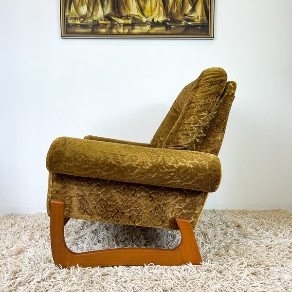 GOLD FLORAL VELOUR ARMCHAIR #1