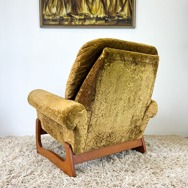 GOLD FLORAL VELOUR ARMCHAIR #1