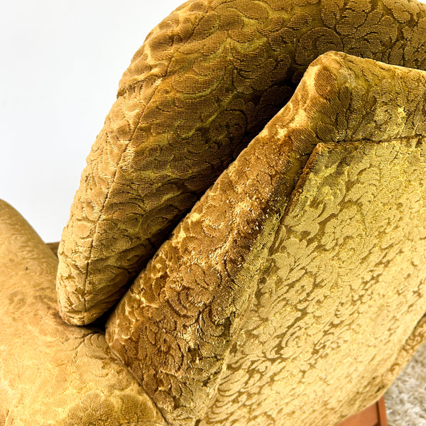 GOLD FLORAL VELOUR ARMCHAIR #1