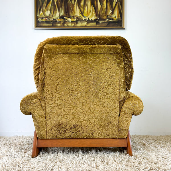 GOLD FLORAL VELOUR ARMCHAIR #1