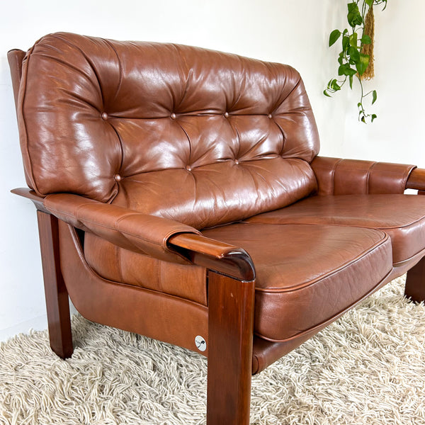 FLER BROWN LEATHER SOFA