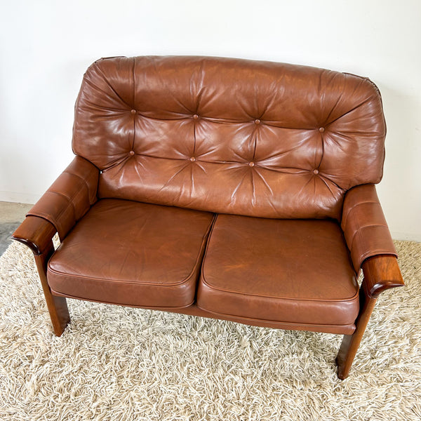 FLER BROWN LEATHER SOFA