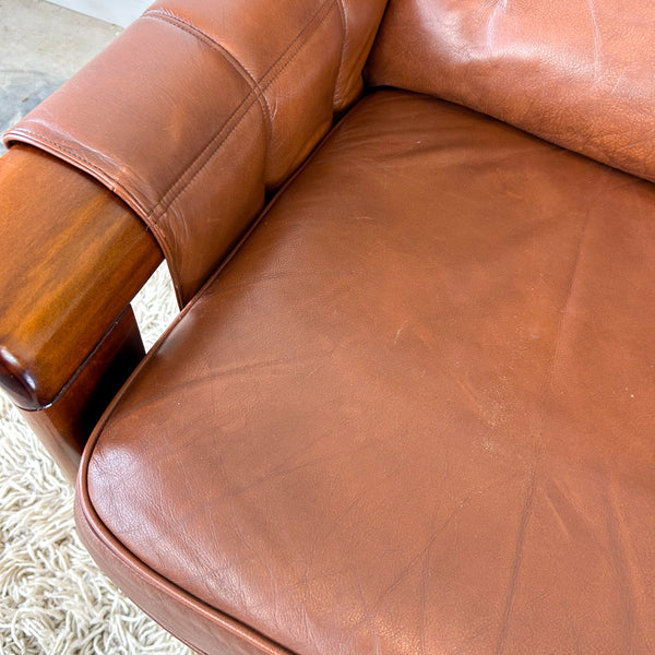 FLER BROWN LEATHER SOFA