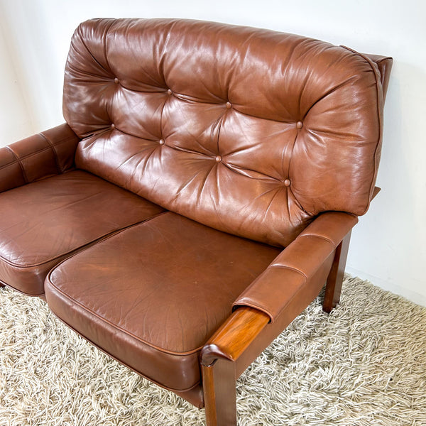 FLER BROWN LEATHER SOFA